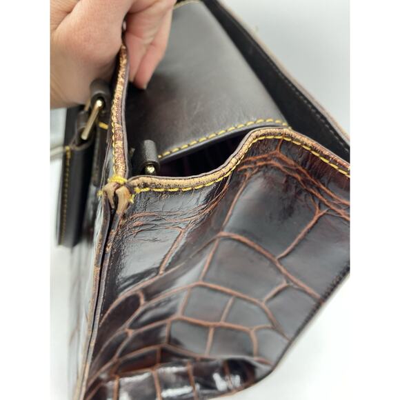 Dooney & Bourke Janine Crocodile Embossed Leather Satchel Handbag Purse Brown - Picture 11 of 16